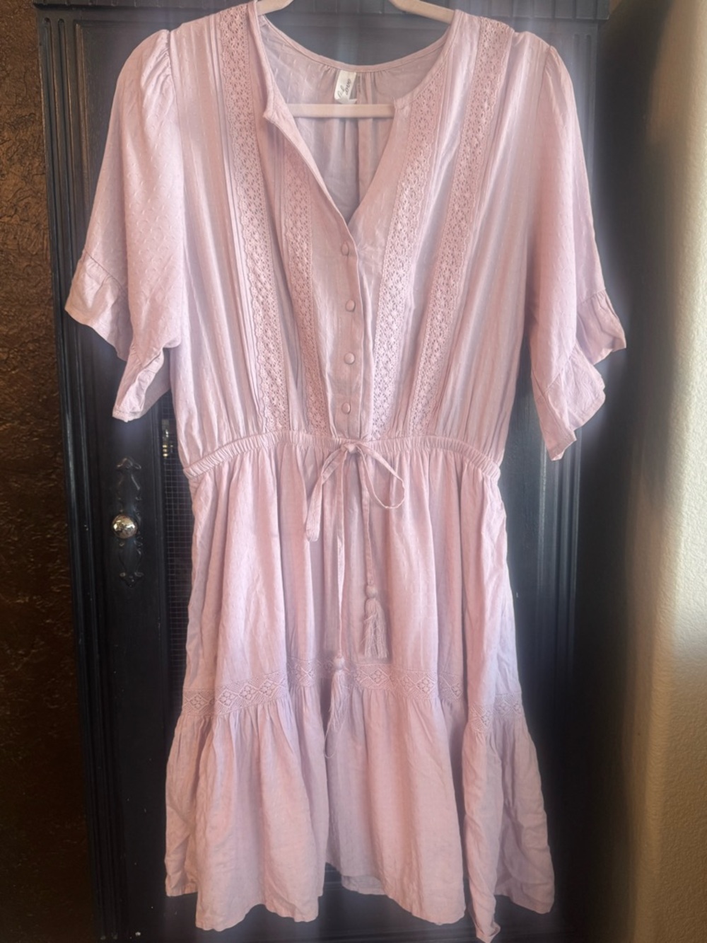 Love Lilac Mini Dress with Lace Accents